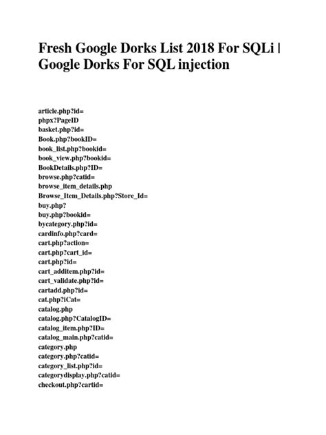 pay off Google Dorks List for SQLi