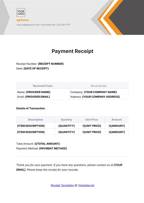 Payment Receipt Note Format