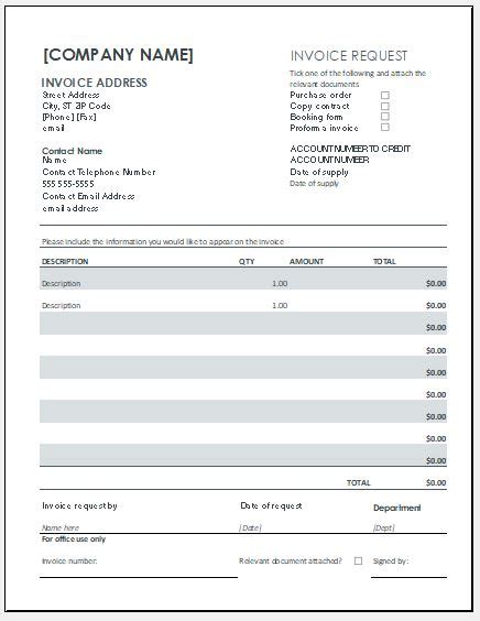 Payment Request Invoice Template