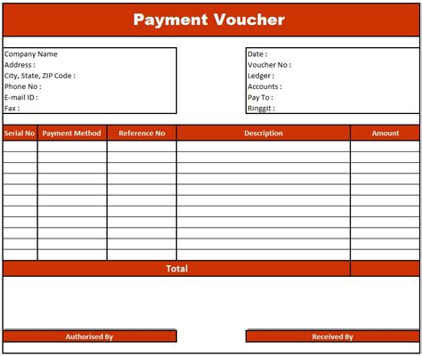 payment voucher format in excel free download
