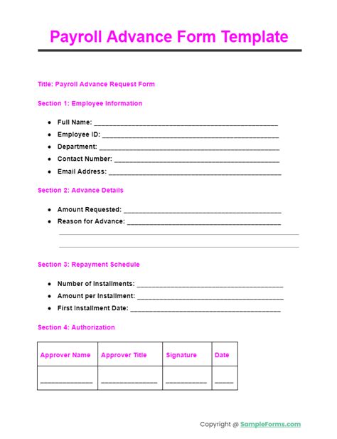 payroll advance request form template