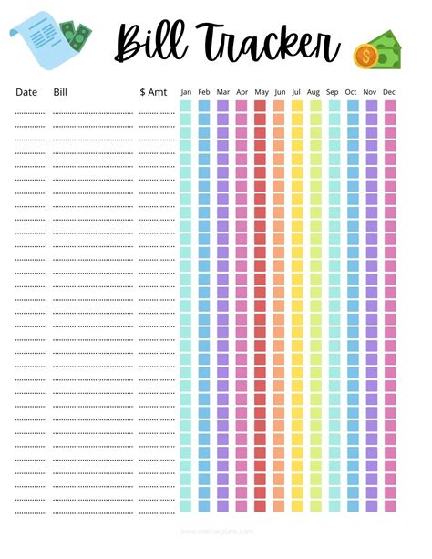 Bill Tracker Editable Printable PDF Monthly INSTANT