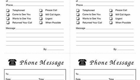 Pdf Free Printable Phone Message Template
