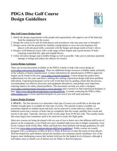 pdga course design guidelines