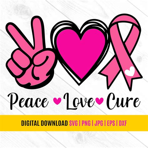 Peace Love Cure SVG Pink Ribbon Svg Breast Cancer Awareness Etsy