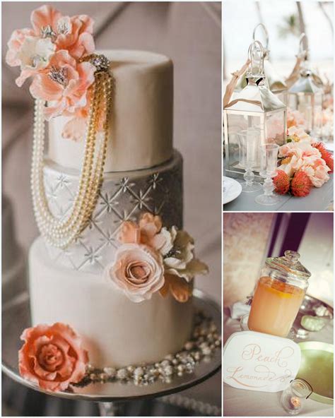 Peach and silver wedding decor Silver wedding decorations, Wedding