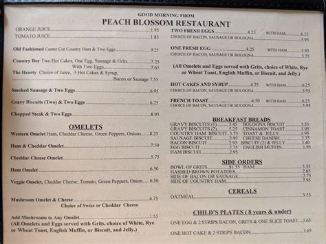 peach blossom diner menu spartanburg sc