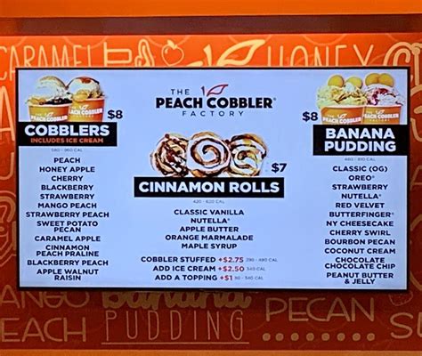 peach cobbler factory menu