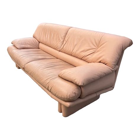 Peach Leather Sofa