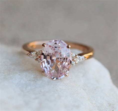 peach pink sapphire engagement rings
