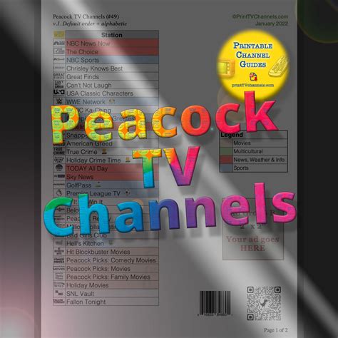 peacock tv channel listing
