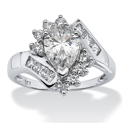 pear cubic zirconia engagement rings