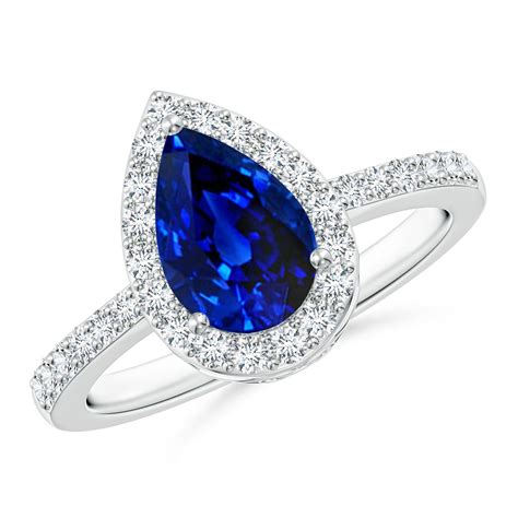 pear shaped blue sapphire engagement rings