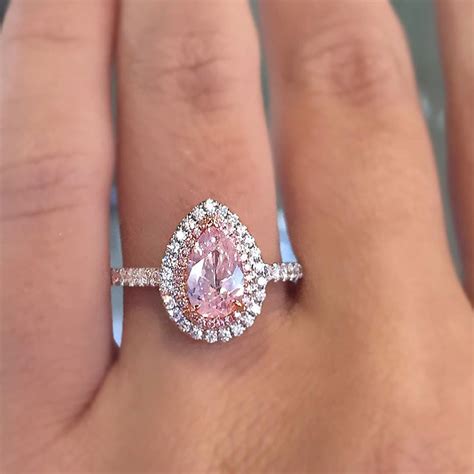 pear shaped pink sapphire engagement rings