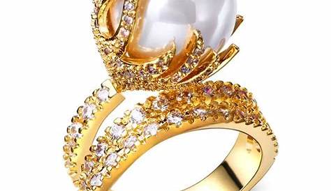 Pearl Ring Design In Gold For Women s Engagement