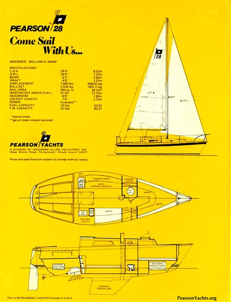 Pearson 28 Specs