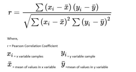 pearson correlation coefficient formula sample