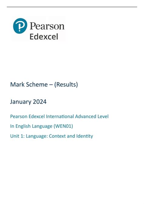 pearson edexcel english language mark scheme