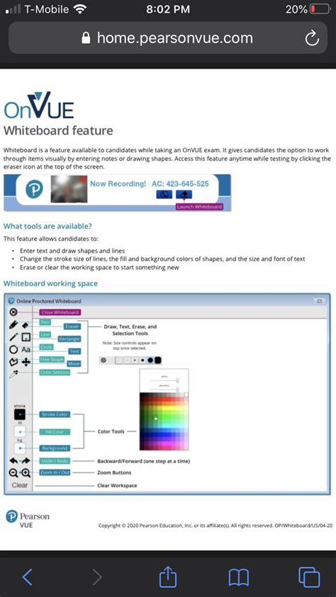 Pearson Vue Whiteboard