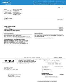 peco gas sample bill