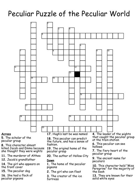 peculiar crossword 7 letters