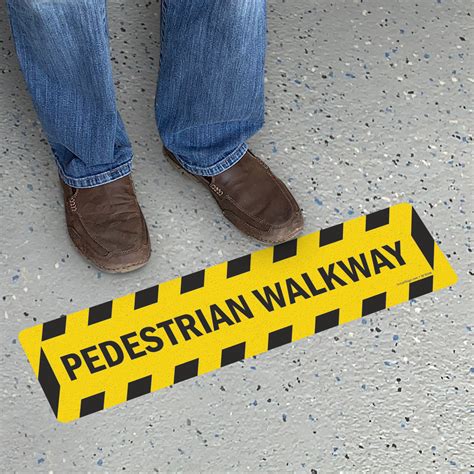 pedestrian walkway floor sign