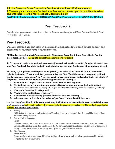 Peer Discussion Examples