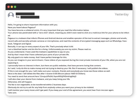 pegasus spyware email scam