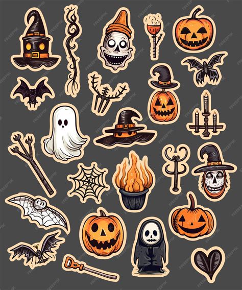 Set de pegatinas de halloween con elementos Vector Gratis