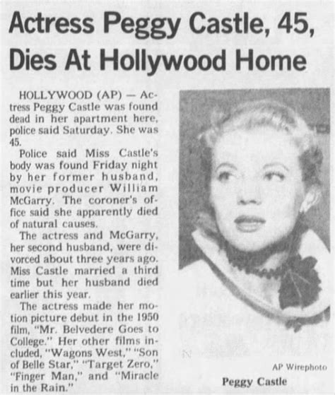 peggy castle actress cause of death