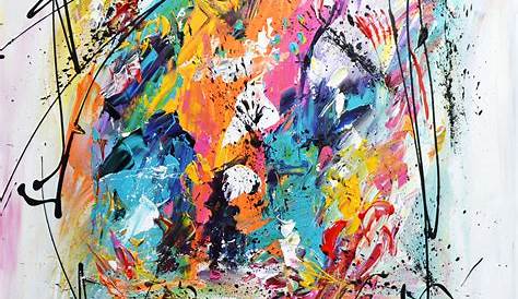grand tableau contemporain abstrait multicolore les ondes