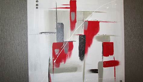 Peinture Abstraite Rouge Blanc Noir Tableau Abstrait Contemporain Moderne