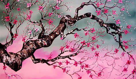 Cerisier En Fleurs Peinture Acrylique Youtube