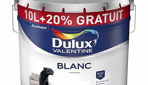 Peinture Dulux Valentine murs et plafonds 10 L Blanc satin