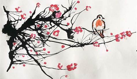 Peinture Branche De Cerisier Japonais Perche Ur Une Le Blog Artamuse