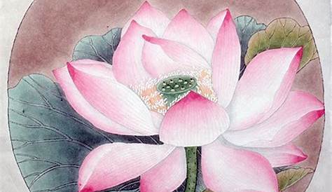 Peinture Chinoise Fleur De Lotus Modèle Gonbi Le