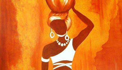 Peinture Femme Africaine Moderne Tableau Design Art Contemporain Ethnique Au Commencement