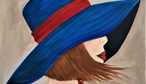 Peinture femme au chapeau rouge Tableau peint sur toile