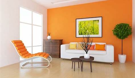 Décoration salon peinture orange Design en image