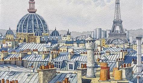 Paris de nuit. Peinture huile. M J Paysage urbain, Paris