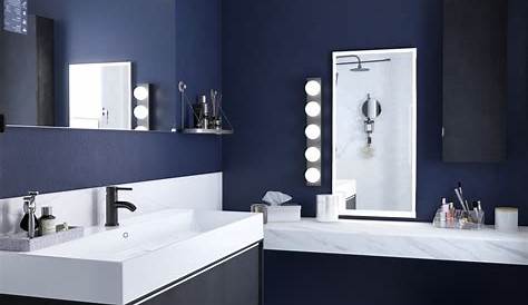 Mur bleu Relooking toilettes, Idée salle de bain, Design