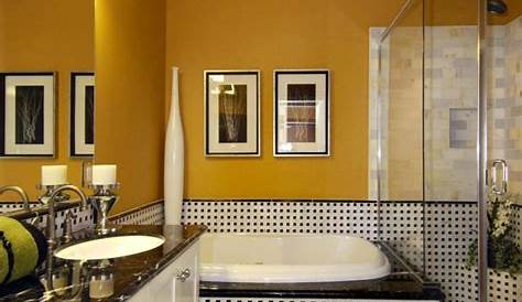 Peinture carrelage salle de bain jaune Idée de maison et