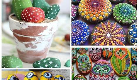 galets décoratifs multicolores, peinture acrylique et