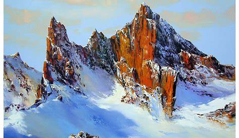 Peinture Sur Toile Paysage De Montagne Tableau Lever Soleil .