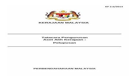 KERAJAAN MALAYSIA Tatacara Pengurusan Aset Alih Kerajaan
