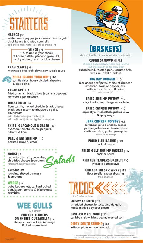 pelican grand beach resort restaurant menu