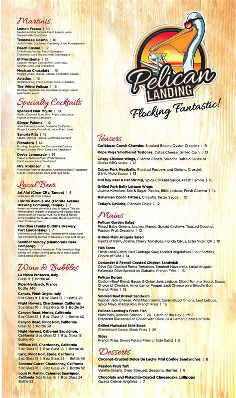 pelican restaurant menu