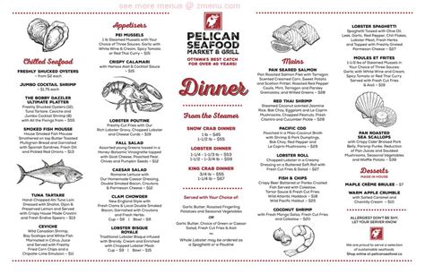 pelican seafood restaurant menu