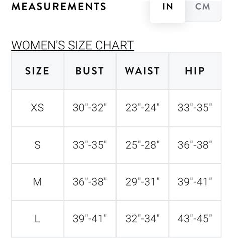 peloton apparel size chart