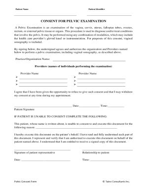 pelvic exam consent form template